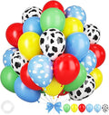 Blue Yellow Green Balloons, 12 Inches Yellow Light Blue Clouds White Cow Pattern Balloons for Boys Birthday, Countryside Theme Baby Shower Cow Party Decorations