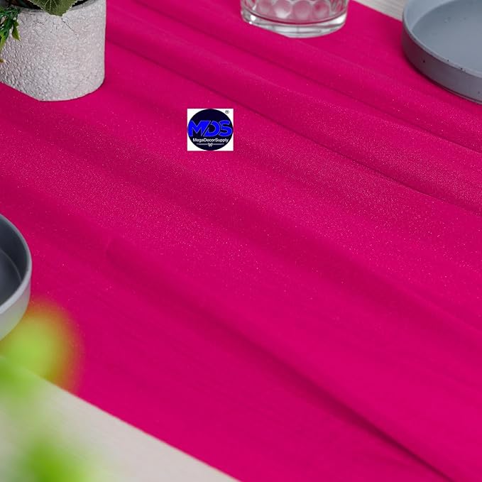 MDS Halloween Chiffon Table Runner - 20 Pack, 29 x 120 Inches, 10ft Each - Sheer Spooky Table Runners for Haunted House Parties, Trick-or-Treat Tables, Witchy Décor, Wedding & Events - Hot Pink