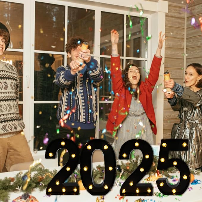 LED Marquee Numbers, 8.58 Inch Led Light Up Numbers for Party, Small Light Up Letters, Battery Powered Lighted Number for Table, Birthday, Night Light, Christmas or Home Decor (Black, Number 2)