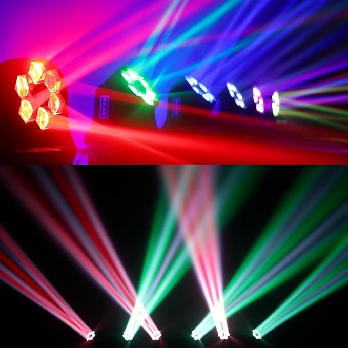 Moving Head Light 6x15W Mini Bee Eye Dj Light RGBW 4in1 LED Stage Lighting Rotate Beam Effect DMX512 Sound Activated for dj bar Parties Wedding Bar Church Show 2 Pack