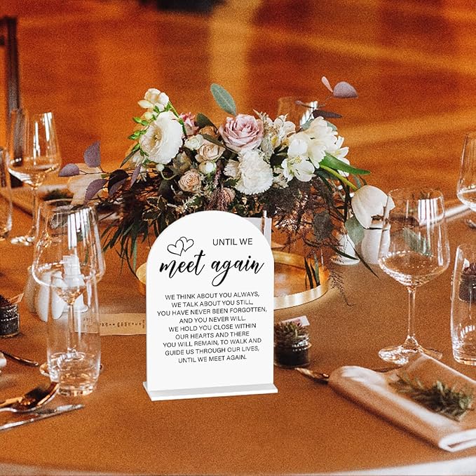 Acrylic Wedding Sign Wedding Signs for Ceremony Until We Meet Again Sign for Wedding Modern Calligraphy Arch Acrylic Table Top Sign for Wedding Reception and Event Party Table(white）