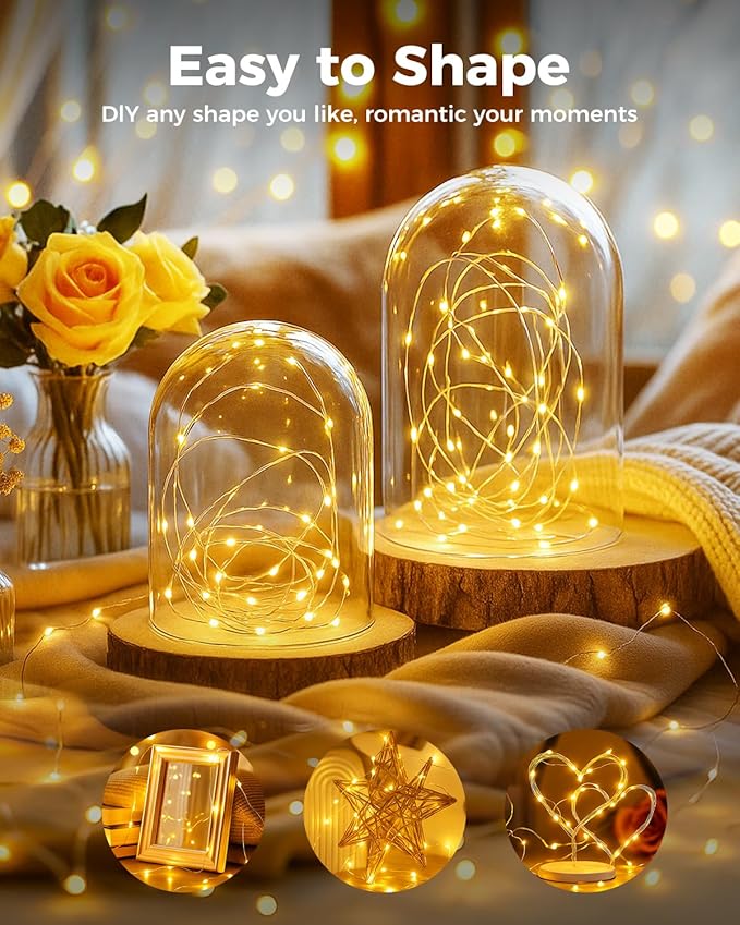 btfarm 12 Pack Fairy Lights Battery Operated, 7FT 20 LED Mini String Lights Waterproof Silver Wire for Mason Jars Centerpiece Table Crafts Bedroom Christmas Decoration, Warm White