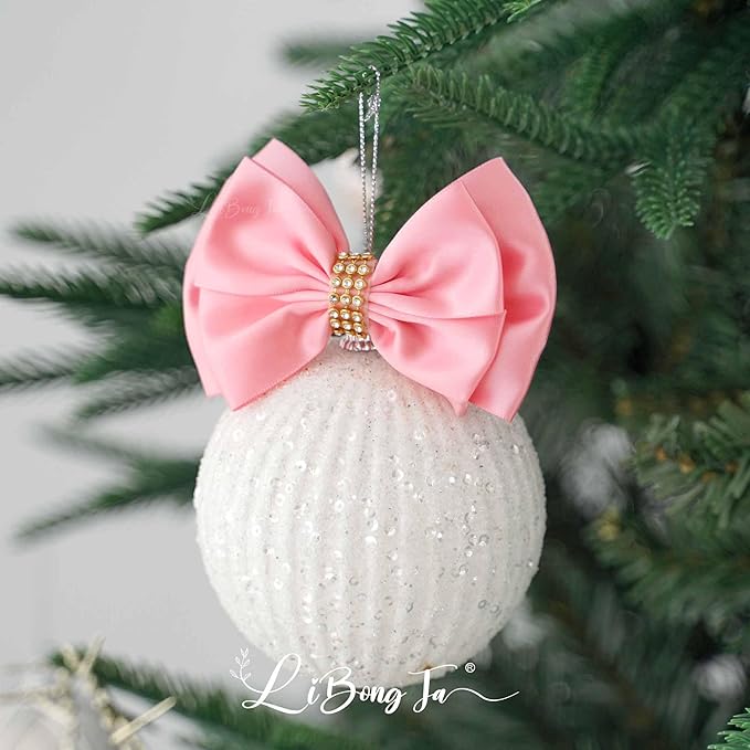 Pink Ribbon Bow 4'' Premade Pink Satin Bow, Gift Bows with Rhinestone, Wrapping Bows for Presents, Greeting Cards, Treat Bags, Wine Bottles, Pink Valentines Bows for Gift Wrapping-12 Counts