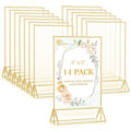 EHWINE 14 Pack 4×6 Clear Acrylic Sign Holder with Gold Borders and Vertical Stand, Double Sided Table Menu Holders Picture Frames for Wedding Table Numbers, Restaurant Signs, Photos and Art Display