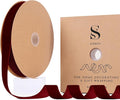 Burgundy Christmas Velvet Ribbon for Tree, Gift Wrapping, Flower Bouquet, Wreath Decorations, Bow Making 1'', 25 Yards
