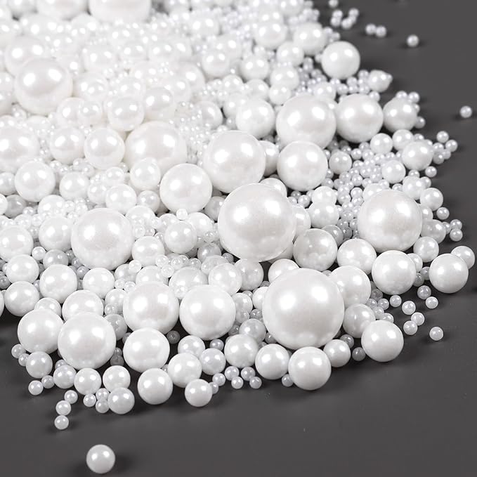 Edible Pearls for Cake Decorating, White Sprinkles, White Pearl Sprinkles for Cookies, Macaron, Cake, and Chocolate, Perfect for Weddings, Holidays, and Easter.120g(4.23oz)