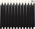 24 Pack Black Taper Candles, 7-8 Hours Burn Time, Unscented, Smokeless and Dripless, 0.75 x 10 Inch Dinner Candle Set for Halloween, Household, Wedding, Party and Home Décor Candlesticks