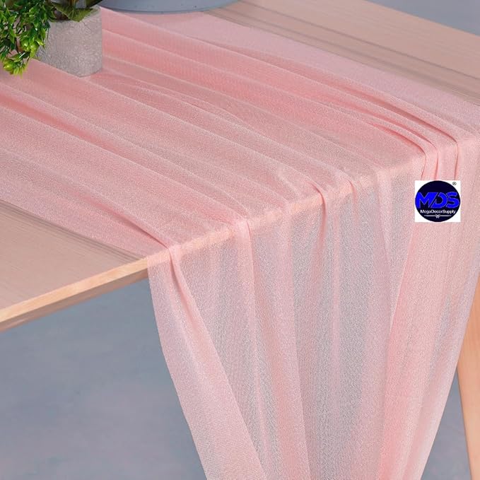 MDS Halloween Chiffon Table Runner - 5 Pack, 29 x 170 Inches, 14ft Each - Sheer Spooky Table Runners for Haunted House Parties, Trick-or-Treat Tables, Witchy Décor, Wedding & Events - Dusty Rose