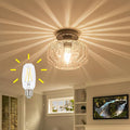 Semi Flush Mount Ceiling Light with Hexagonal Diamond Textured Glass, Matte Black Base & Includes 1200LM LED Bulb - Kitchen Lighting, Hallway Light Fixture, Bathroom Ceiling Light Fixture