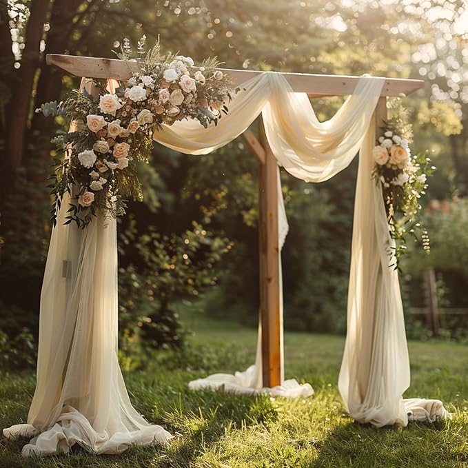 Wokceer Wedding Arch Draping Fabric 28.7" x 20FT Champagne Drapes Sheer Fabric Backdrop Arch Draping Fabrics for Wedding Ceremony Birthday Party Bridal Shower Decoration