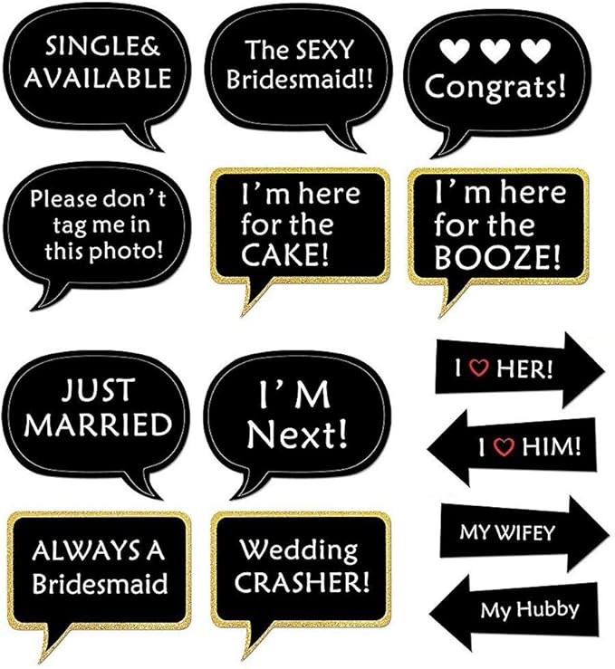 52pcs Wedding Photo Booth Props, Bachelorette Party Photo Booth Prop Kit for Bridal Shower, Engagement and Valentines Party, Photobooth Props Wedding Party Supplies