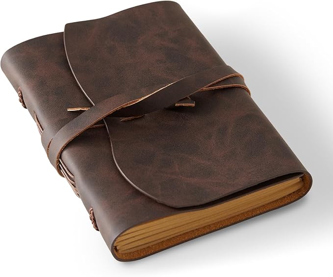 Leather Journal Notepad, Small Notebook 4.8x6.5 Inches, Mini Journal, Retro Premium Planner, Lined Diary Vintage Style, Ideal for Women and Men, Artists, Travelers, Dark Brown