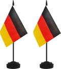 2 Pack Germany Desk Flag Set, German Desktop Small Miniature Table Office Flag with 12" Black Pole and Black Base, Offices, Classroom, Home, Festival Decoration (Germany)
