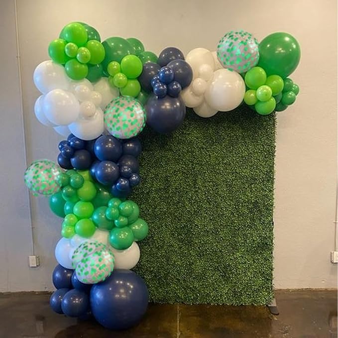 Navy Blue Green Balloons, 12 Inchs White Dark Green Confetti Balloons for Boys Kids Dinosaur Birthday Safari Jungle Theme Golf Party Baby Shower Wedding Grauation Decorations