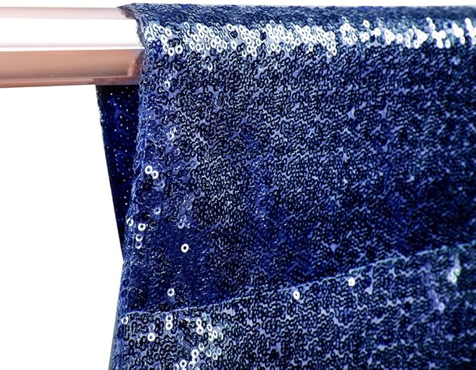 SquarePie Sequin Backdrop Not See Through Thick Background for Glitter Curtain Party 4FT x 8FT Navy Blue