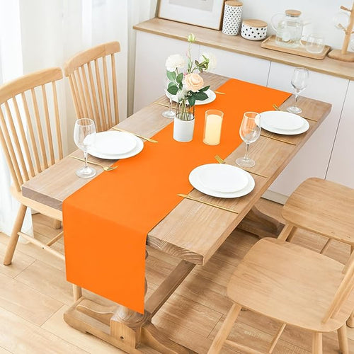 2 Pack Orange Table Runner 12 x 60 Inch Solid Color Farmhouse Runners Coffee Table Dresser for Daily Party Home Decoration