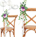 Wedding Aisle Decorations Set of 10 Chair Back Flowers Floral Pew Wedding Decorations for Ceremony with Chiffon Ribbons Fall Decor