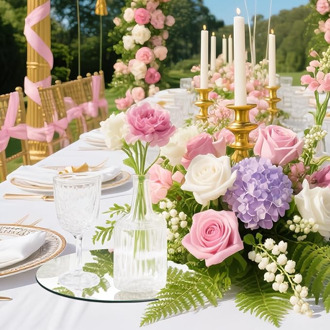 16PCS Acrylic Round Mirrors for Centerpieces Circle Mirror Tiles Candle Plate Set for Table Centerpieces Home Wall Mirror for Wedding Birthday Christmas Table Centerpieces Decorations (8inch +10inch)
