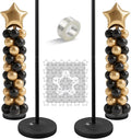 Balloon Stands for Floor Set of 2, Height Adjustable Splicing Metal Pole Balloon Column Stand for Birthday,Baby Shower,Christmas,Halloween,Party,Events Decorations, 1.3-5FT Tall, Black