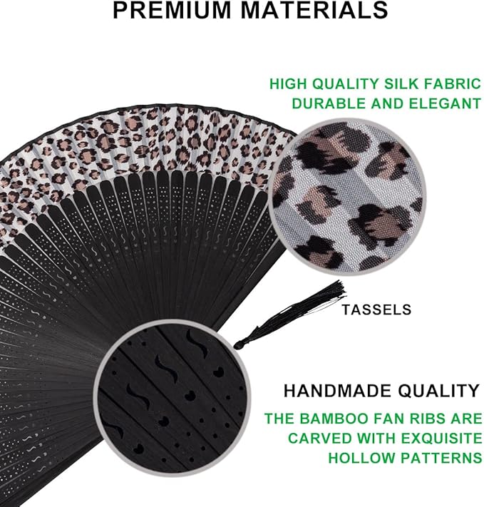 Amajiji Small Folding Hand Fan for Women, Chinese Japanese Vintage Style Bamboo Silk Fans for Party Wedding Dancing Decoration Gift Performance (AM-06)