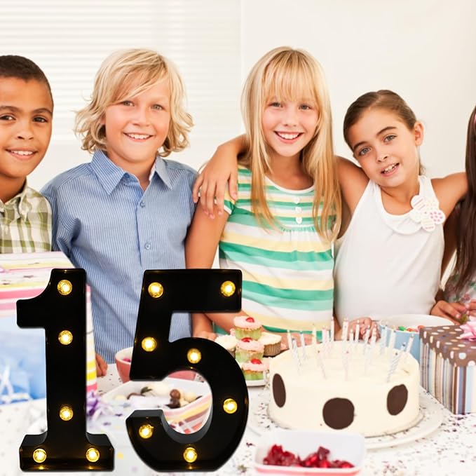 LED Marquee Numbers, 8.58 Inch Led Light Up Numbers for Party, Small Light Up Letters, Battery Powered Lighted Number for Table, Birthday, Night Light, Christmas or Home Decor (Black, Number 5)