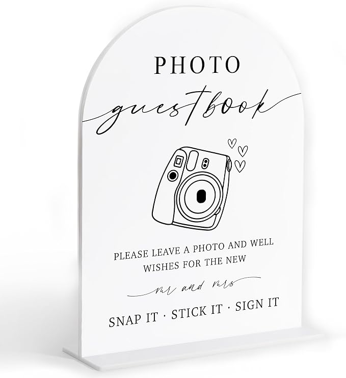 Photo Guest Book Sign, White Arch Acrylic Wedding Sign, Wedding Guest Book Alternative, Bridal Shower Decor, Engagement Party Decor, Centerpiece Table Decorations Party for Bride and Groom-24