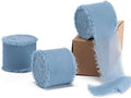 Dusty Blue Handmade Chiffon Ribbon,1.5Inch x 3 Rolls Total 24 Yards Dusty Blue Fringe Chiffon Silk Ribbon,for Wrapping Wedding Invitations,Bridal Bouquets,DIY Crafts,Home Decor and More