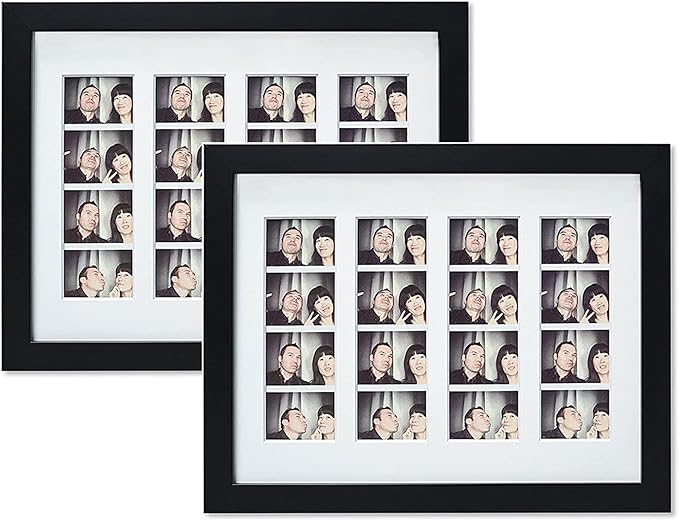 Golden State Art, 8.5X11 Photo Frame with Mat for 4 2X6 Photo Booth Pictures, Includes Real Glass & Easel Back Display, Make A Good Gifts, Black, 2 Pack