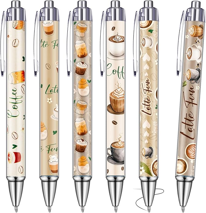 24 Pcs Coffee Party Gift Pens Bulk Party Favors Coffee Lovers Themed Decorations Black Ink Kawaii Ballpoint Pen for School Office Birthday Supplies Aesthetic Accessories