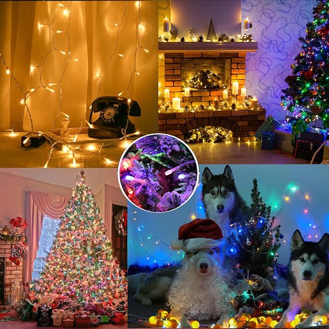 BrizLabs Christmas Lights, 180ft 500 LED Color Changing String Lights, 11 Modes Warm White & Multicolor Christmas Tree Lights with Remote, Dimmable Christmas Lights String Clear Wire for Xmas Decor