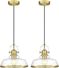 kudos 2 Pack Gold Pendant Lights Kitchen Island, 11" Brass Kitchen Island Lighting with Seeded Glass, Farmhouse Hanging Light Fixture for Kitchen Sink Dining Room Hallways, KDPL13-GD-S-2PK