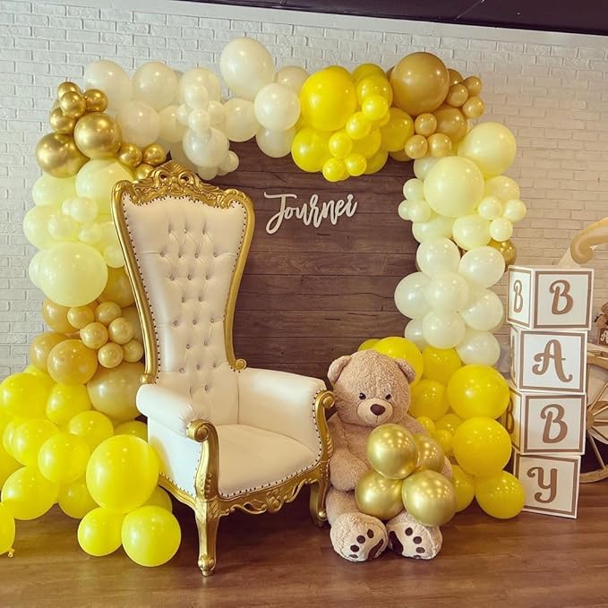 Bezente Yellow Balloons Latex Party Balloons - 150 Pack 5 inch Matte Small Yellow Helium Balloons for Birthday Wedding Bridal Shower Summer Party Decorations