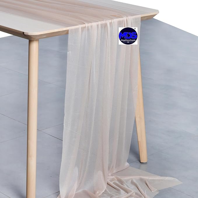 MDS Halloween Chiffon Table Runner - 15 Pack, 29 x 170 Inches, 14ft Each - Sheer Spooky Table Runners for Haunted House Parties, Trick-or-Treat Tables, Witchy Décor, Wedding & Events - Nude