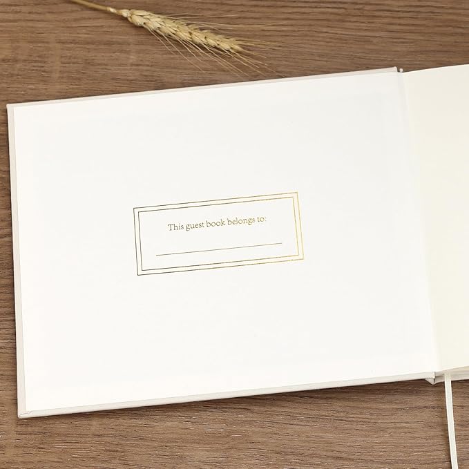 Elegant Guest Book for Wedding Reception, Beautiful Guestbook for Baby Shower and Wedding Decor, 100 Blank Pages for Sign in, Polaroid Pictures and Photos, Linen Cover (2025, Beige)