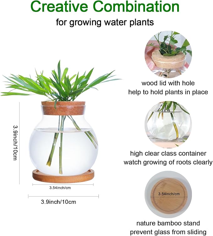Glass Decorative Bottles, Vintage Style Flower Bud Vases, Set of Assorted Sizes and Designs (4pcs), a-1044