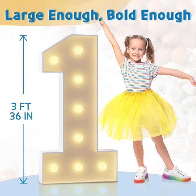 Marquee Numbers 3 Feet Tall Large Light Up Numbers 13th 13 Year Old Thirteen Birthday Decorations Girl Boy Big Yellow Light Outdoor Anniversary Decorations Balloon Arch Kit Party Backdrop 13