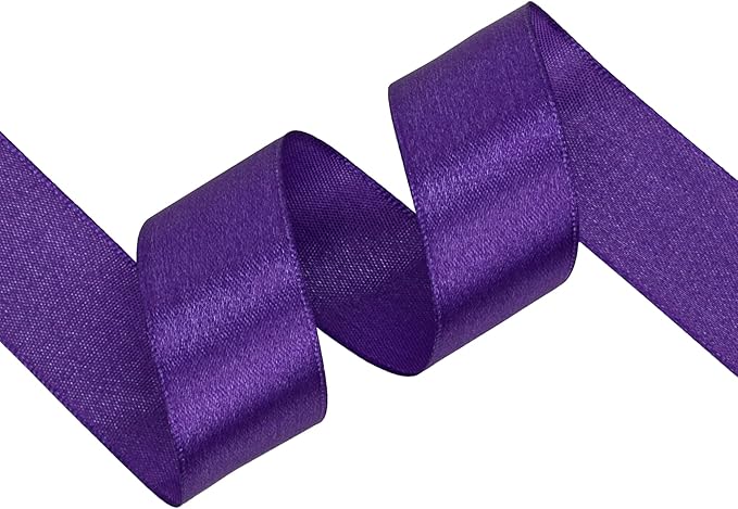 Purple Satin Ribbon 1 inch X Continuous 50 Yards, Single Face Polyester Ribbon Perfect for Gift Wrapping, Flower Bouquet, Wedding Decor, Crafts, Bow Making, Sewing and More