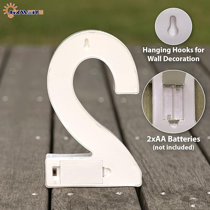HXWEIYE Light Up Numbers-2, LED Marquee Number Lights Sign 26 Alphabet and 10 Number Big Light Led Letters for Party Birthday Bar Battery Powered Christmas Decor Letter Lights (Warm White)