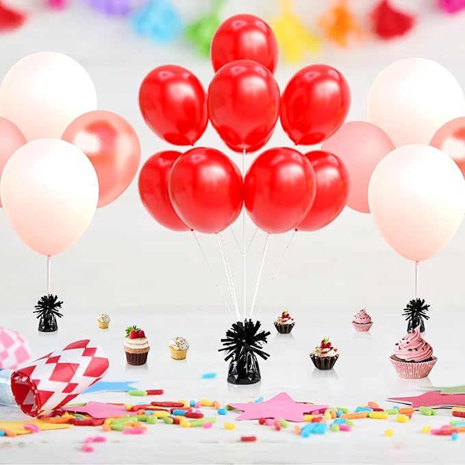 12PCS Balloon Weight Metallic Heavy Solid Balloon Pendant Pack Holder For Table Centerpieces Birthday Wedding Chrismas Party Decoration (Black)