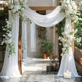 MDS Halloween Chiffon Draping Fabric - 2 Panel, 30" Wide x 30ft Long - Sheer Spooky Arbor & Canopy Drapery for Haunted House Backdrops, Party Ceilings, DIY Costumes & Themed Events - White