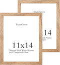 11x14 Picture Frames Natural Solid Oak Wood with Tempered Glass, 2 Pack Photo Frames with 8x10 Mat for Wall Mounting Display, for Photos, Art, Prints(Oak)