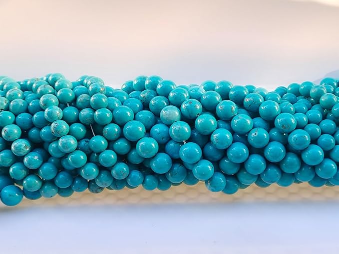 Stone Beads 6mm 140pcs Blue Turquoise Beads Round Loose Gemstones Beads for Bracelet Necklace Jewelry Making (6mm, 60625 Blue Turquoise)