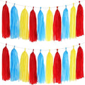 Aimto Red Blue and Yellow Tassel Garland Banner Paper Tassels for Party Decorations,Pack of 15