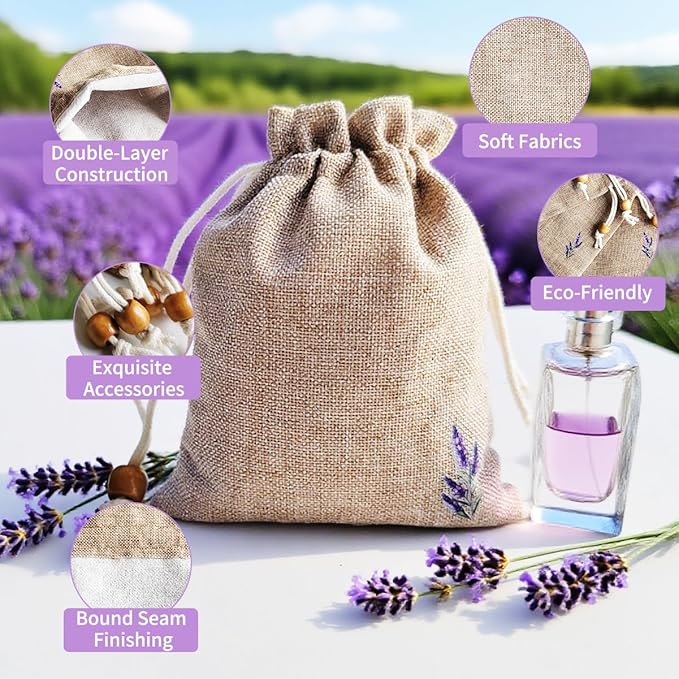 Daclubmenxy D&C 20PCS Sachet Bags Empty for Lavender, Burlap drawstring bags, Jewelry Pouches 4.5'' x 6.0'' Drawstring Gift Bags for Wedding, Christmas, Party Favor Bags (Brown, 4×6in)