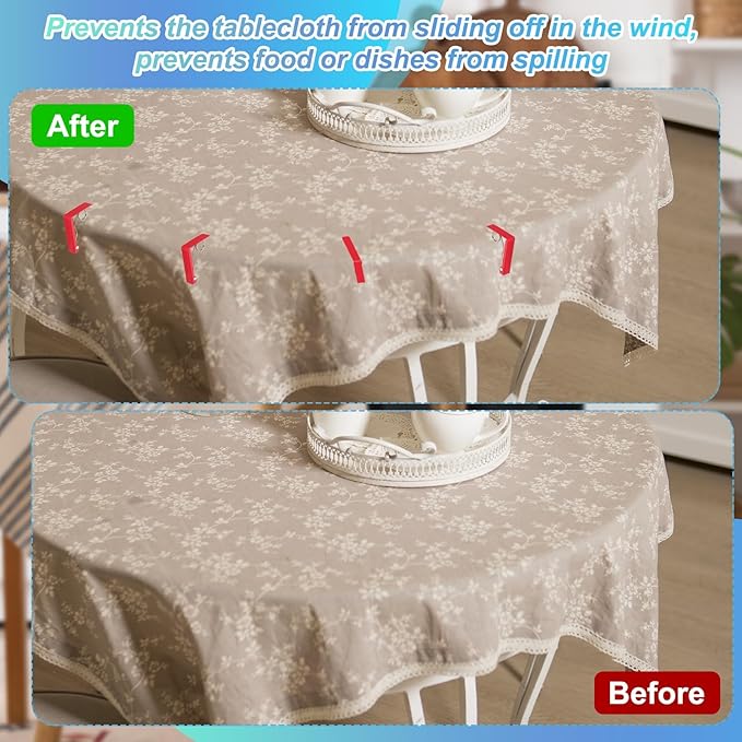 uxcell 8 Pack Tablecloth Clips, Stainless Steel Table Cloth Cover Clamps, 2.87" x 2.36" Windproof Holder Clips for Home Party Picnic Wedding Camping Dining Tables, Silver