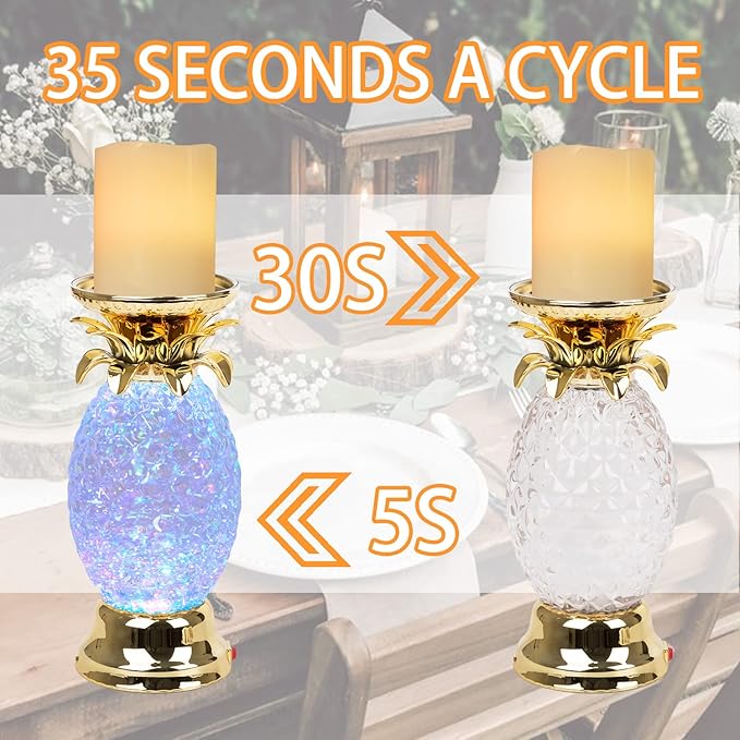 YAKii 9.5" Pineapple LED Color Changing Shine Lamp,Swirling Water Waves Lamp Kid Safe Battery/USB Cable Operated,Table Lamp Candle Holder Table Decoration Gold