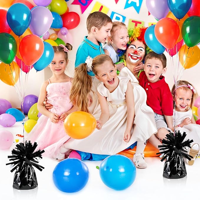 12PCS Balloon Weight Metallic Heavy Solid Balloon Pendant Pack Holder For Table Centerpieces Birthday Wedding Chrismas Party Decoration (Black)