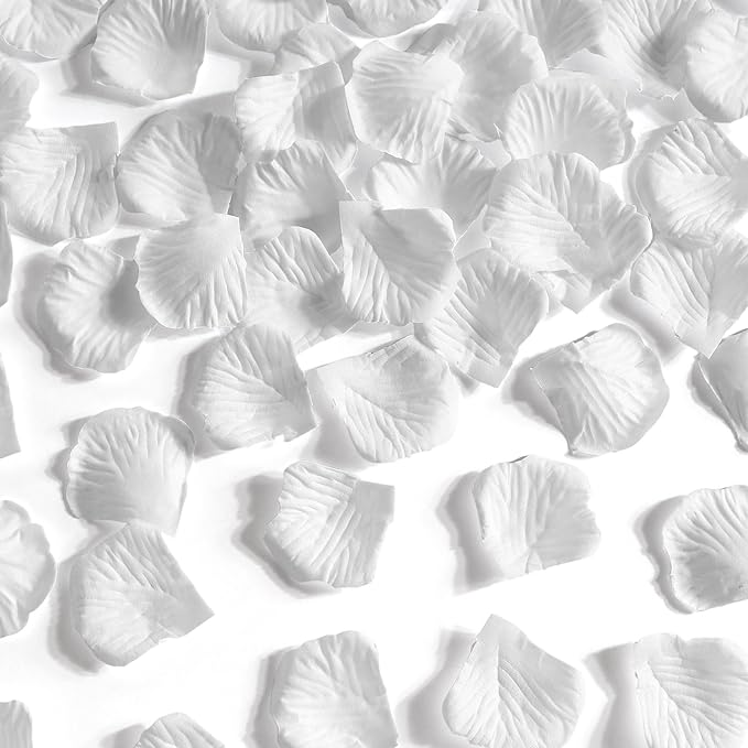 1000 Pcs White Rose Petals Artificial Silk Flower Petals Romantic Decorations for Wedding Engagement Birthday Event Anniversary Party Backdrop Supplies