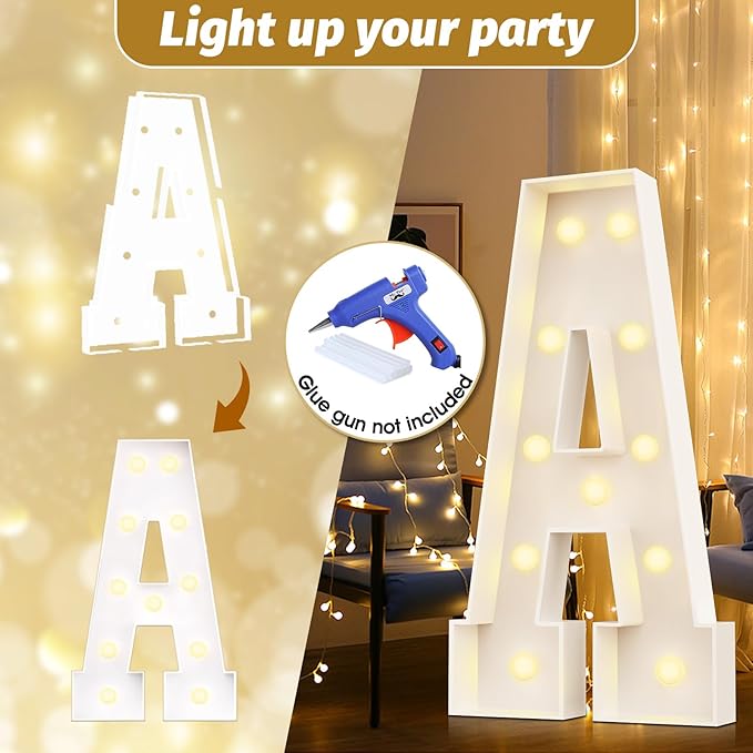 Ledido 4FT Marquee Light Up Letters Large Light Up Letters for Party Decoration, Marquee Letter for Birthday Graduation Baby Shower Wedding, Pre-cut Foam Board Assembly Required Letter U