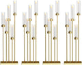 42.5'' Floor Candelabra 5 Arm Candelabra Centerpieces for Tables Gold Candle Sticks Holder 4 Set Tall Metal Candlestick with Acrylic Lampshades for Home Christmas Party (Square)